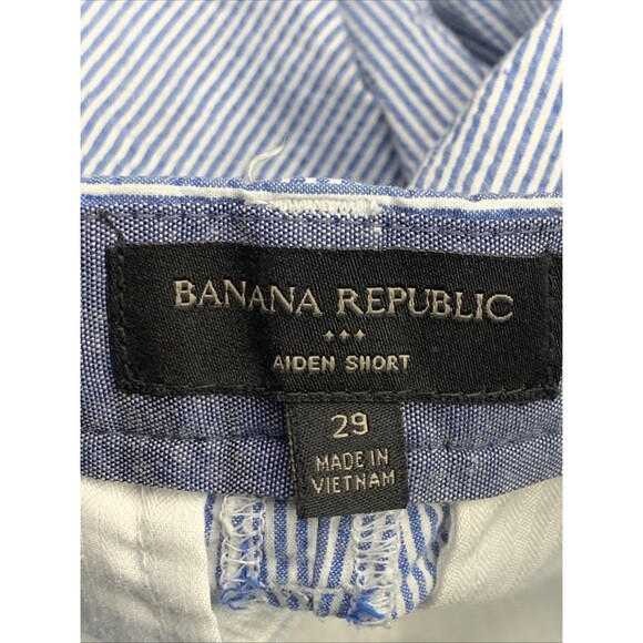 Banana Republic Bermuda Shorts Mens AIDEN Short Preppy Blue Striped Size 29 - Picture 2 of 13